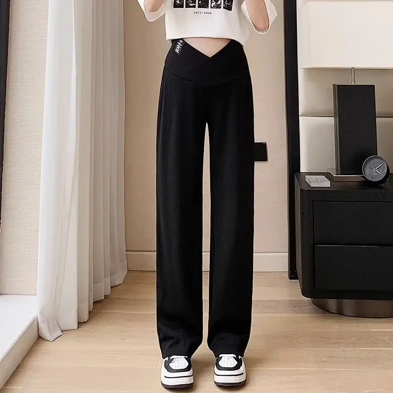 Pregnant Women Summer Thin Wide Leg Pants Loose Maternity Abdomen High Waist Trousers Pregnancy Full Length Belly Pants