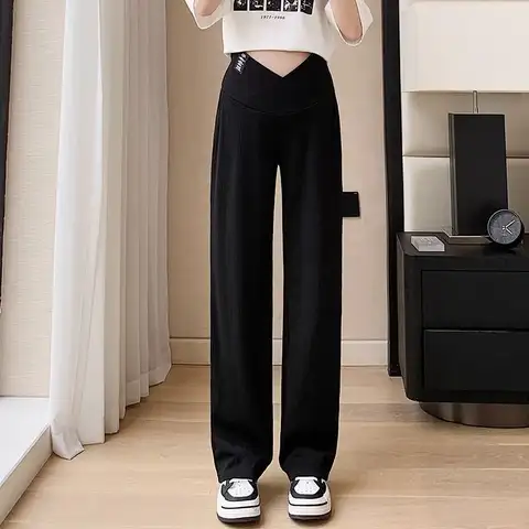 임산부 여름 얇은 넓은 다리 바지 느슨한 출산 복부 높은 허리 바지 임신 전체 길이 배꼽 바지