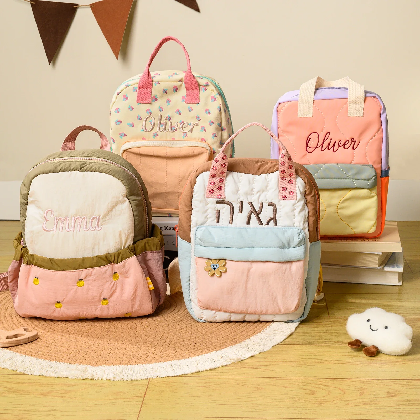 

Personalized Kids Backpacks Embroidered Custom Name First Easter Boys Girl Kids Birthday Gifts Car Children's Bag
