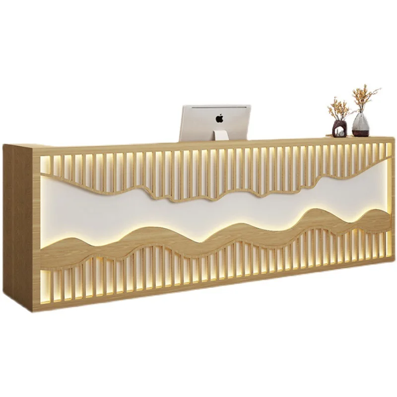 Layanan Resepsionis Meja Kasir Toko Kecantikan dan Kesehatan Meja Kasir Retro Perusahaan Furnitur Bergaya Cina Kassa JT40C