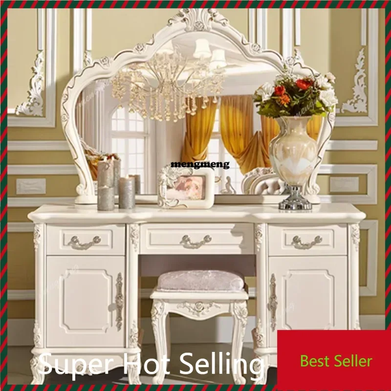 

European Luxury Vanity Table Girls Wooden White Tall Vanity Table Makeup Nordic Penteadeira De Maquiagem Bedroom Furniture
