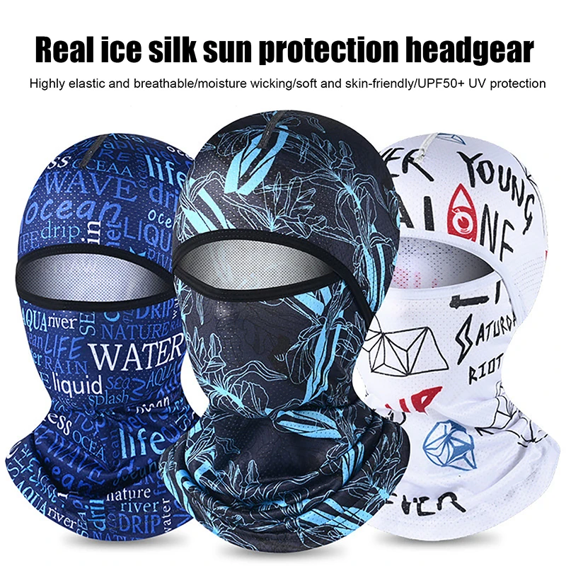 Summer Cool Balaclava Ice Silk Cycling Full Face Cap Sun Anti-UV Protection Sports Face Cover Headwear Bike Motorcycle Men's Hat