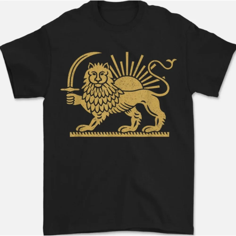 Persian Flag Shirt Iranian Lion Sun and Crown Iran Persia Unisex T-Shirt Iranians Gift Tshirt Men Women Daily Life Cotton Tops