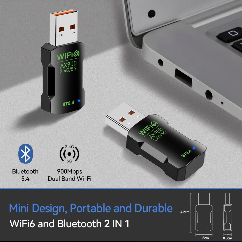 AX900 WiFi 6 BT 5.4 무선 네트워크 카드 USB WiFi 어댑터 2.4G/5GHz 듀얼 밴드 안정적인 신호 어댑터 드라이브 무료 PC 노트북
