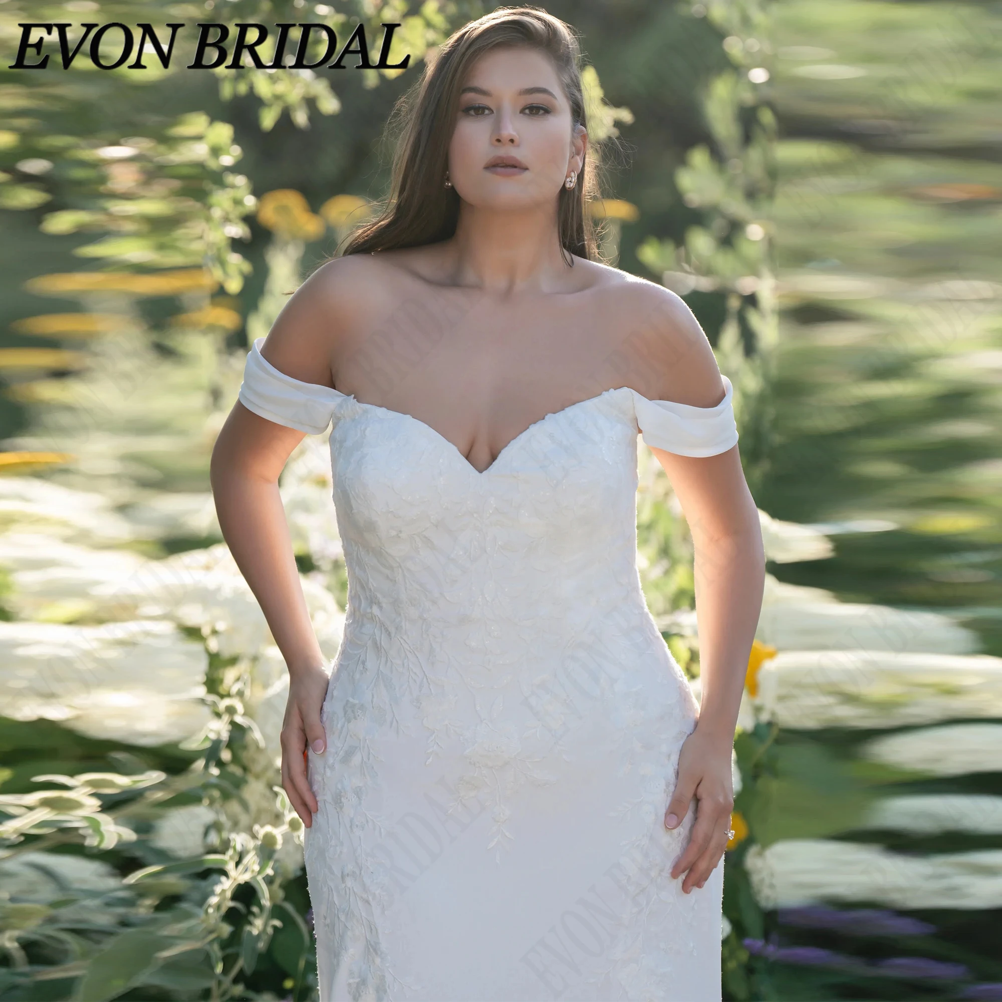 EVON BRIDAL Mermaid Wedding Dress Off The Shoulder Lace Appliqué Plus Size Bridal Gown Sweetheart Bride Dresses Customized