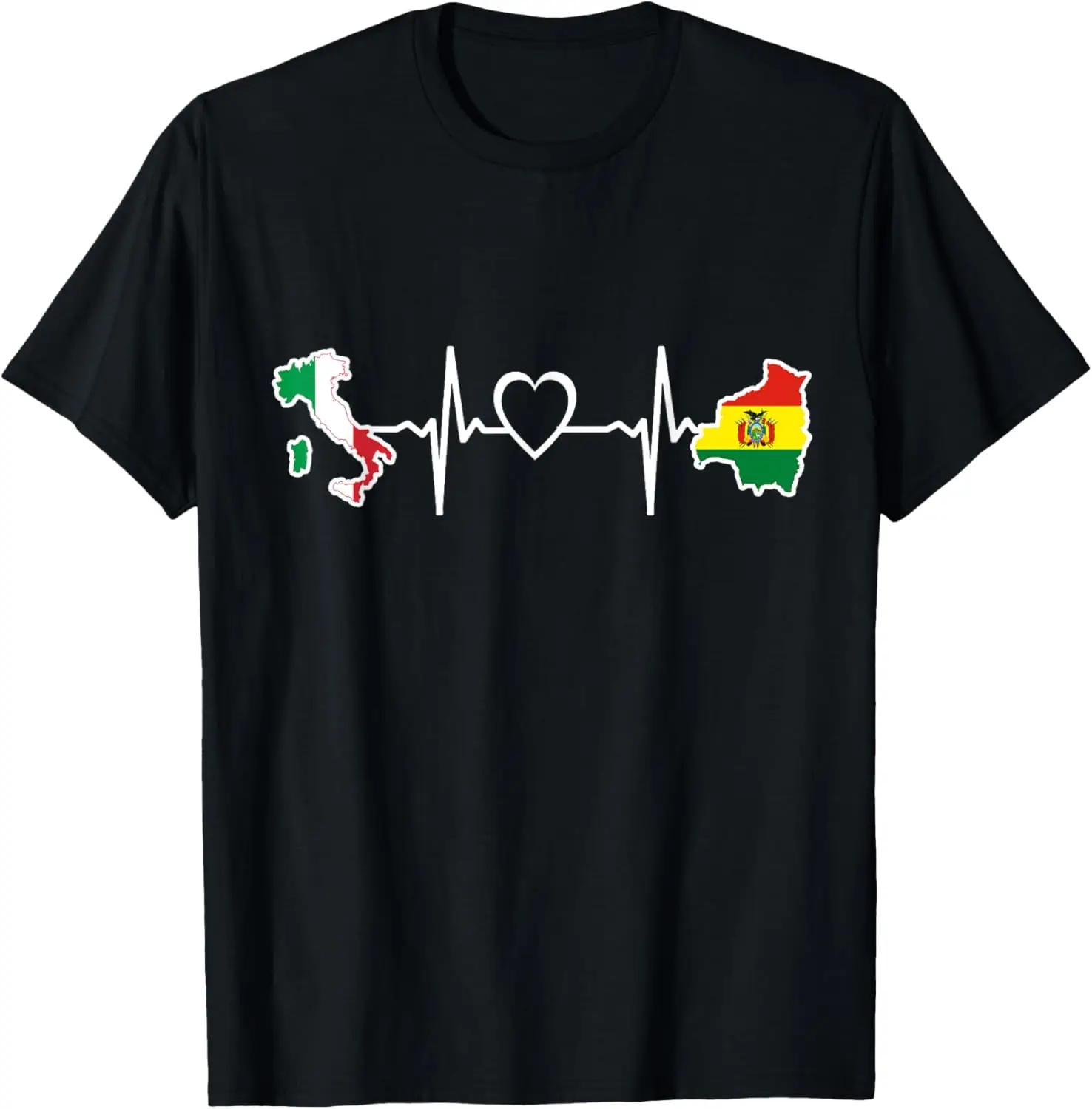 Bolivia Italy Flag - Italian Bolivian Heartbeat T-Shirt