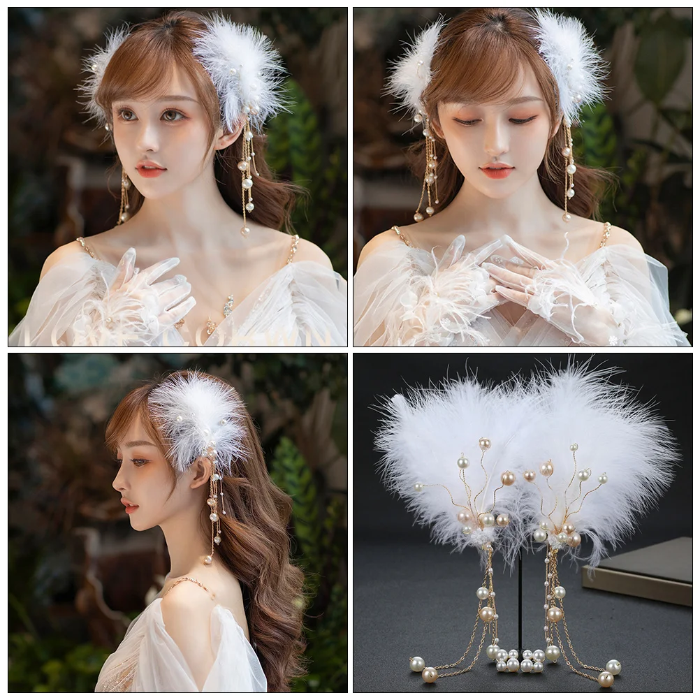 

2 pcs Hairpins Alloy Tassel Bride Claw Ancient Chinese Style Hair Accessories Wedding Party Hair Decorations