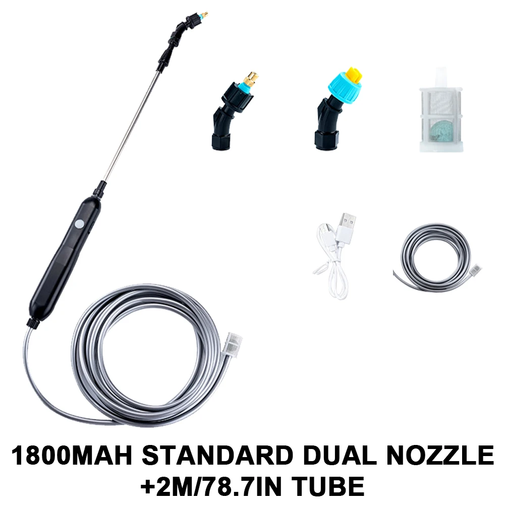 

Garden Sprayer Rechargeable Portable Water Sprayer with 2 Nozzles and 2/4/6/10M Hose Plant Mister Sprayer for Gardening Cleaning