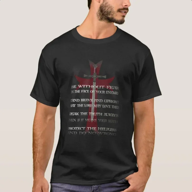 

Crusader Cross motto Be Without Fear Knights Templar T-Shirt 100% Cotton O-Neck Short Sleeve Casual Mens T-shirt Size S-3XL
