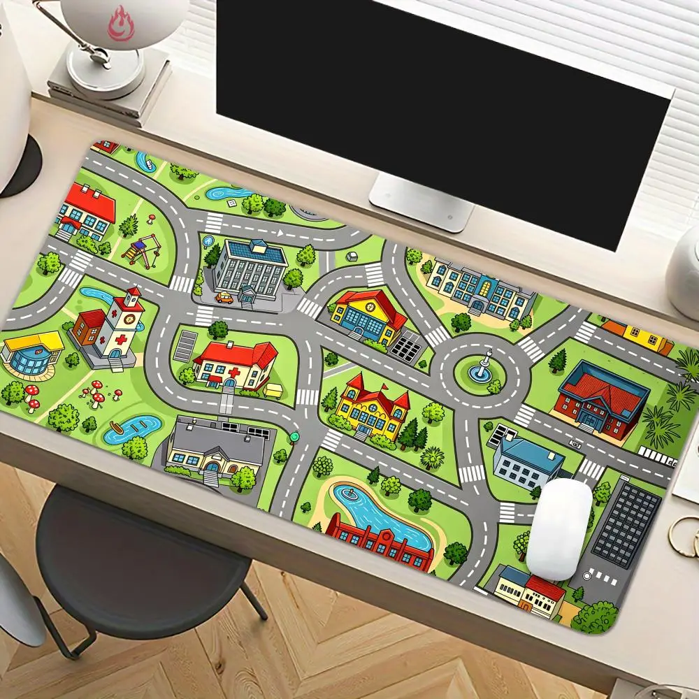 Interesting city map Mouse Pad Desk Mat Large Computer Office Carpet XXL Mousepad Gamer Gaming PC Accessories Keyboard Rug