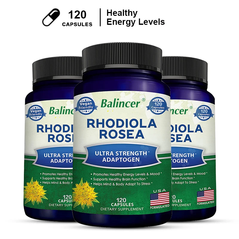 Rhodiola Rosea 1000 Mg - Vegetarian Capsules, Maximum Strength for Energy, Mood, Brain Function and Stress Relief