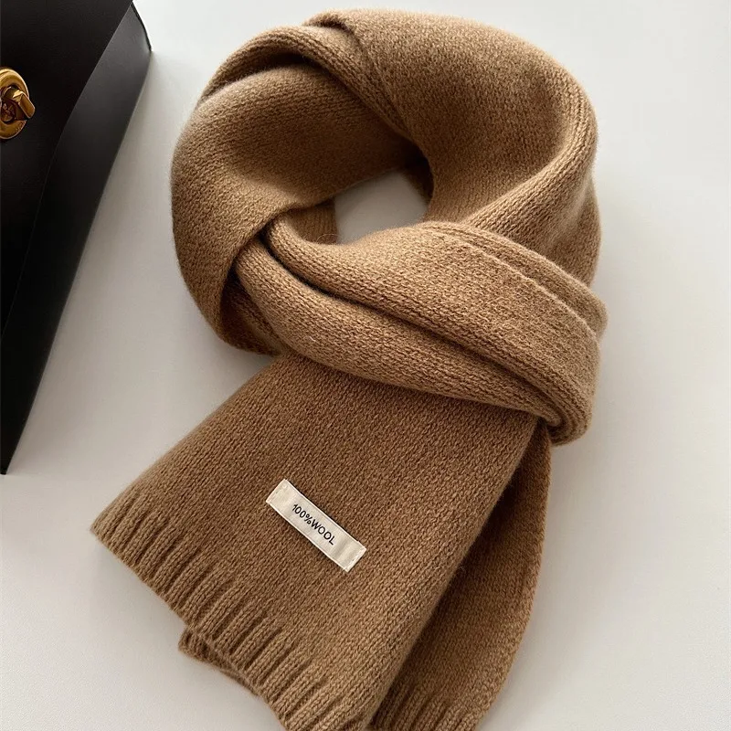 Selected Australian Pure Cotton Wool 100% Cashmere Scarf New Solid Color Versatile Men's Women's Autumn and Winter Warm Knitted