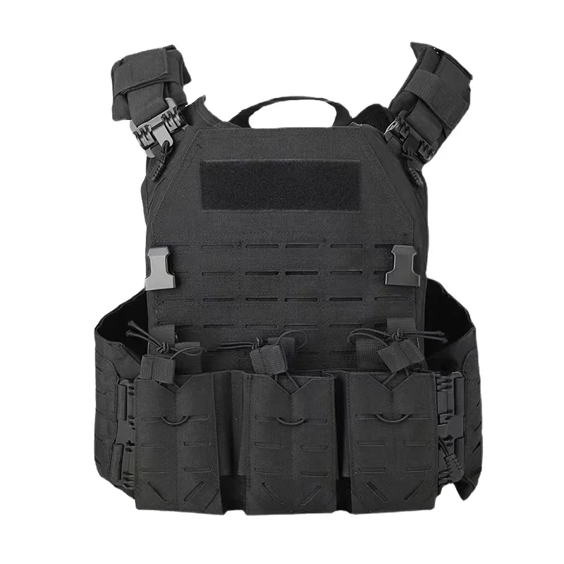 Sturdyarmor Professionele Laser Gesneden Zwarte Quick Release Mannen Molle Nylon Oxford Stof Webbing Tactisch Vest Met Buidel