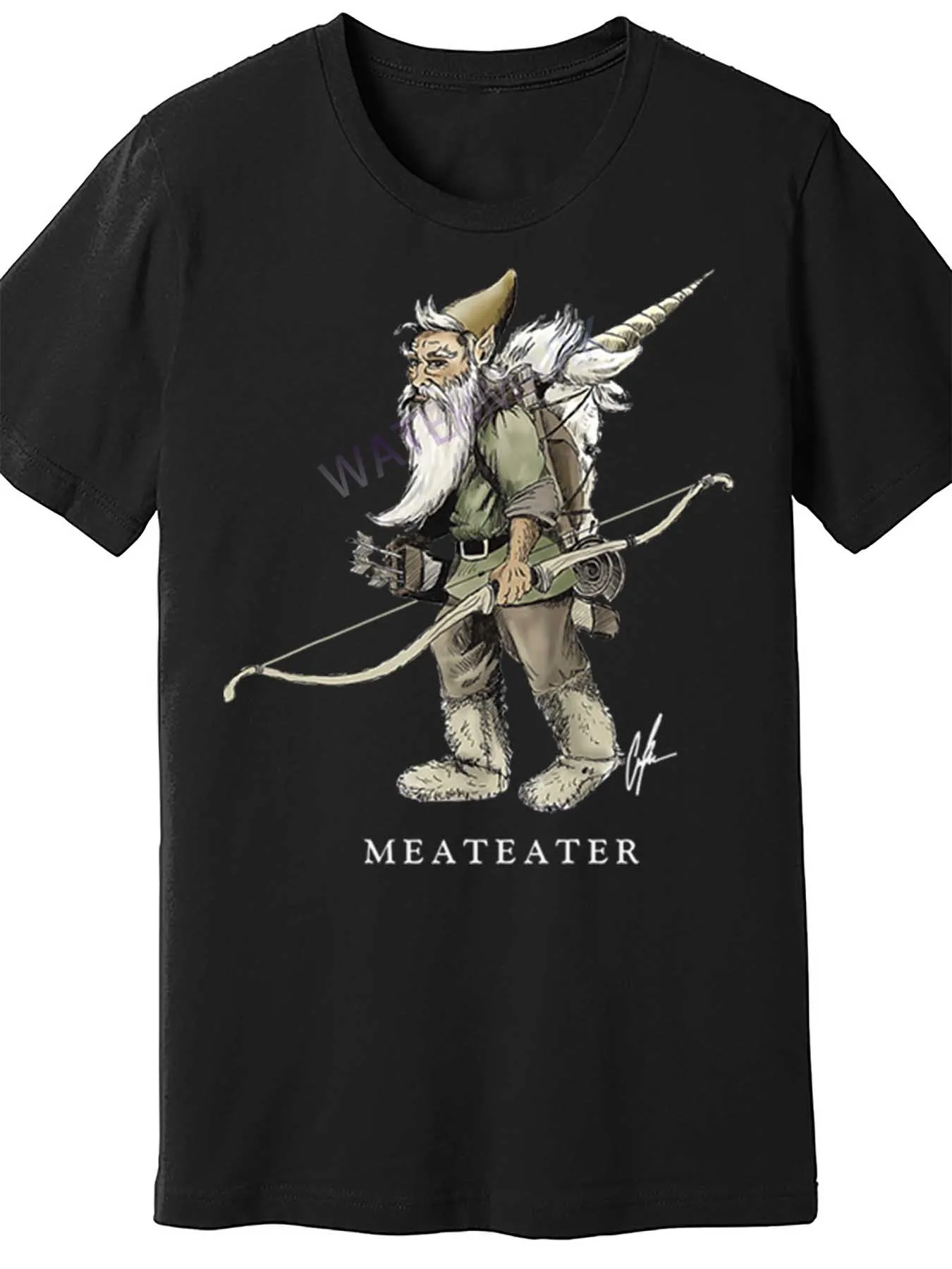 

Men's Funny Gnome Graphic T-Shirt - Meateater Design, Black Cotton Short Sleeve Tee, Casual & Comfortable Fit, Machine Washable,