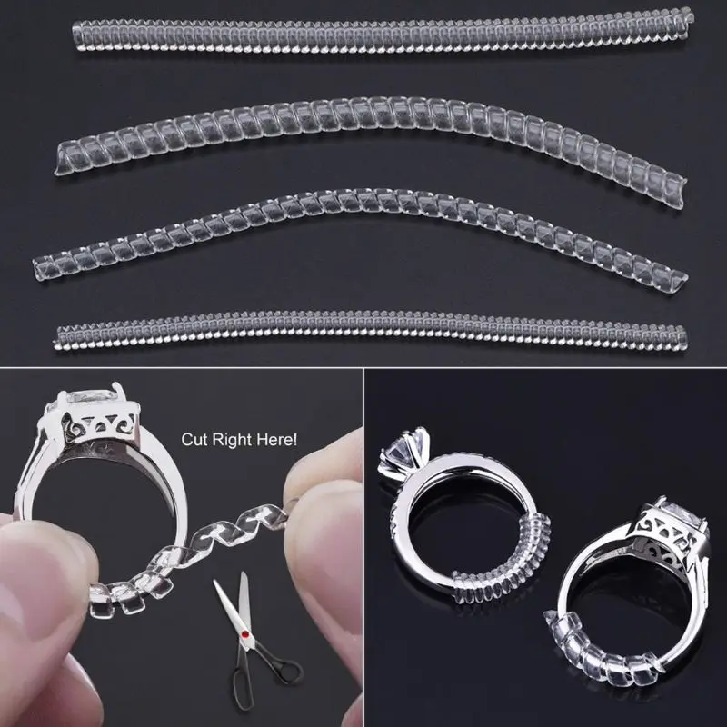 10 Pcs Clear Plastic Ring Size Adjuster Useful Comfortable Ring Guard Ring Resizer Invisible Reducer Guards for Any Ring