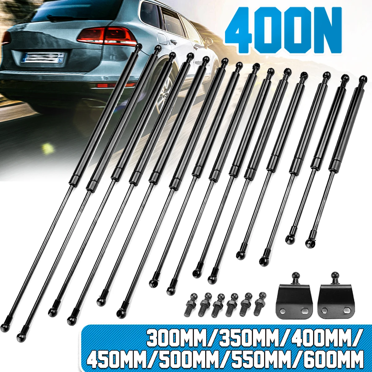 2Pcs 400N Gas Struts 300/350/400/450/500/600mm Bars Gas Springs Lift Support Boot Bonnet Car Caravan Doors Hatch Boat Bus Window