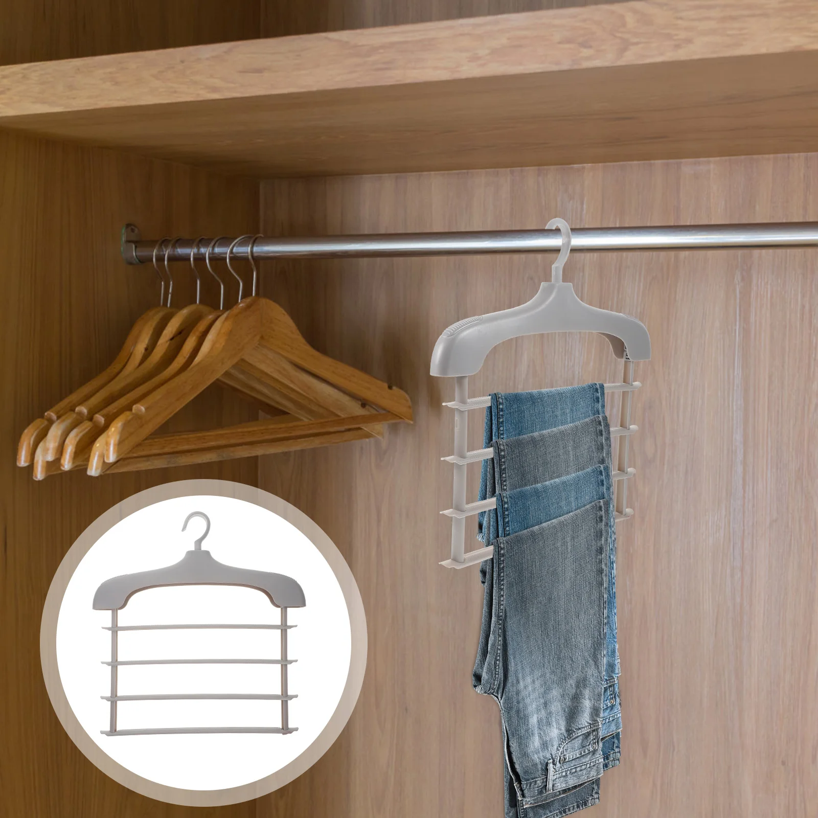 

Clothes Hangers Non-Slip Space Saving Pant Hanger For Jeans Trousers Scarf Closet Organizer Layered Hangers Storage