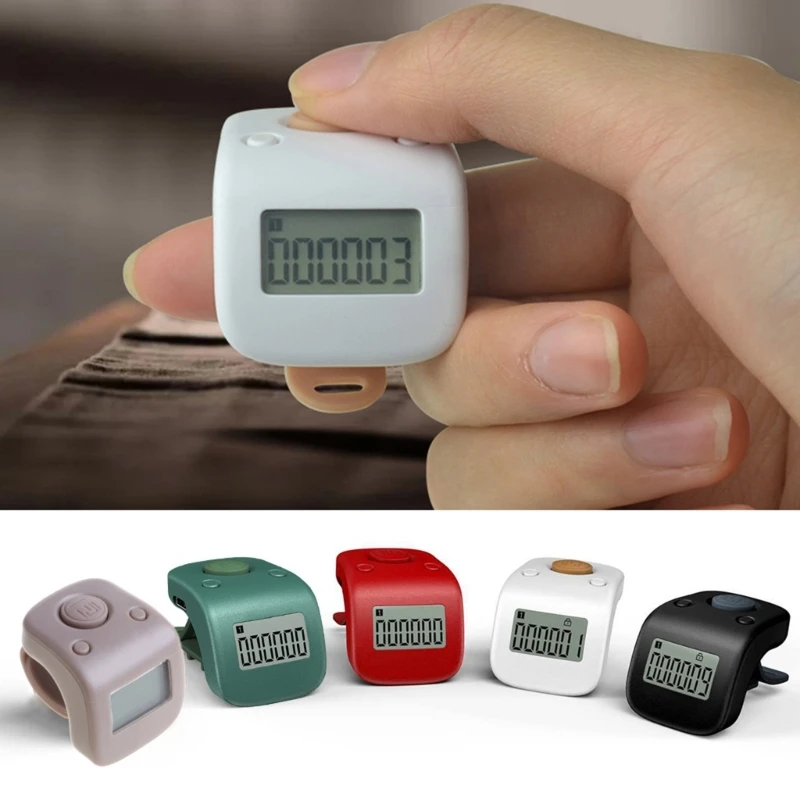 Mini Rechargeable Digital LCD Finger Ring Tally Counters 6 Digit Counter Beads Prayer Clicker 6 Channel Counting