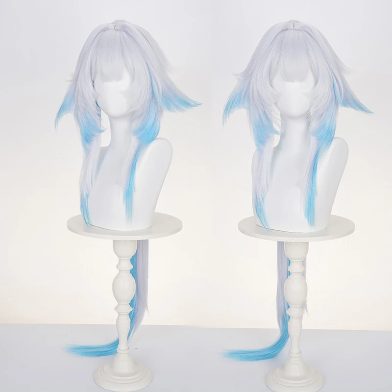 게임 Honkai: 스타 레일 Cerydra 코스프레 가발 블루 화이트 긴 머리 Cerydra 가발 할로윈 파티 성인 여성 남성