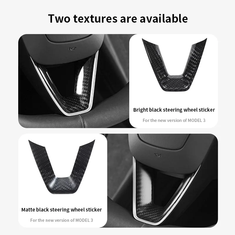 

Steering Wheel Patch for Tesla Model 3+ Real Carbon Fiber Steering Wheel Sticker U-shaped Protective Cover 2024 Model 3 Highland