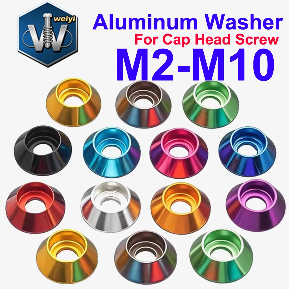 Weiyi M2 M2.5 M3 M4 M5 M6 M8 M10 Aluminiumlegierung Unterlegscheiben für Zylinderkopfschrauben, Dichtungsscheiben, Mehrfarbig, RC-Auto-Zubehör