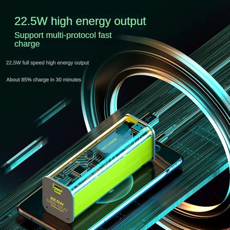 2024 New 20000mAh Power Bank Transparent Mecha Industrial Wind Powerbank Super Fast Charging External Battery Charger Xiaomi Sam