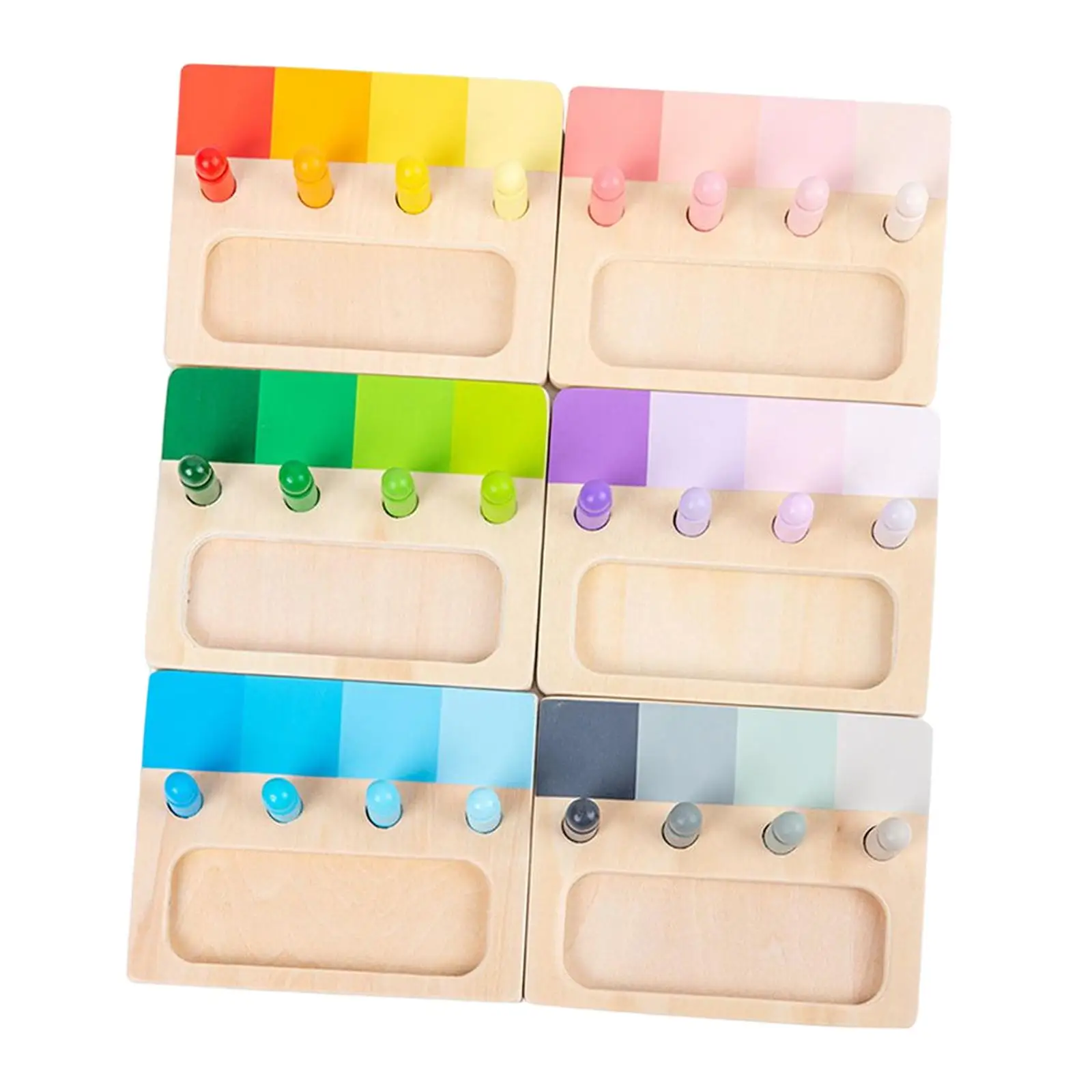 Paleta de cores para aprendizagem precoce, brinquedos educativos, montessori para o exercício, 6 partes