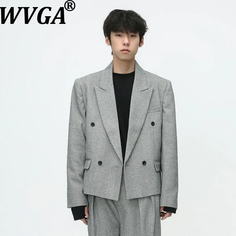 

WVGA Spring Autumn New Man Tide Korean Style Padded Shoulder Blazer Suit Jackets Niche Chic Casual Long Sleeve Blazer Ins W15008