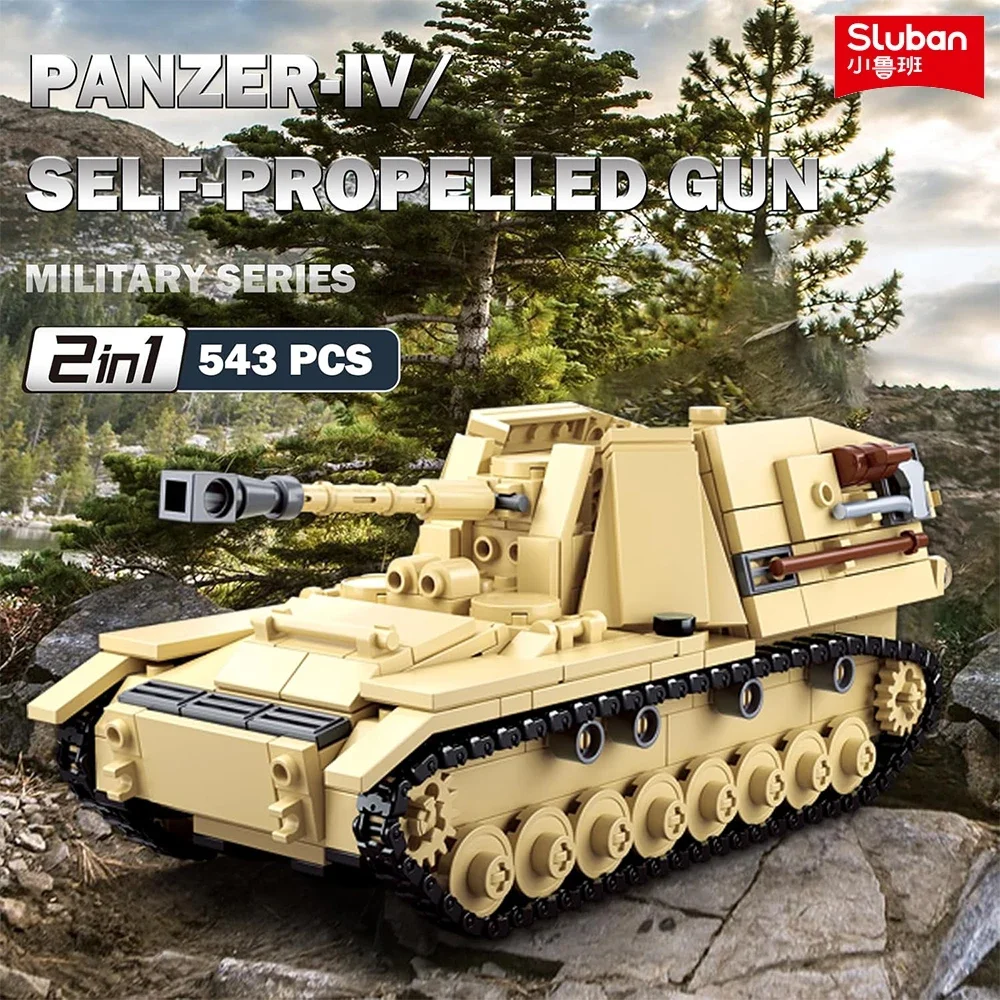 

543PCS WW2 Army Panzer IV Tank Building Blocks Military Weapons Vehicle Model Bricks Desktop Decoration Toys Kids Holiday Gifts