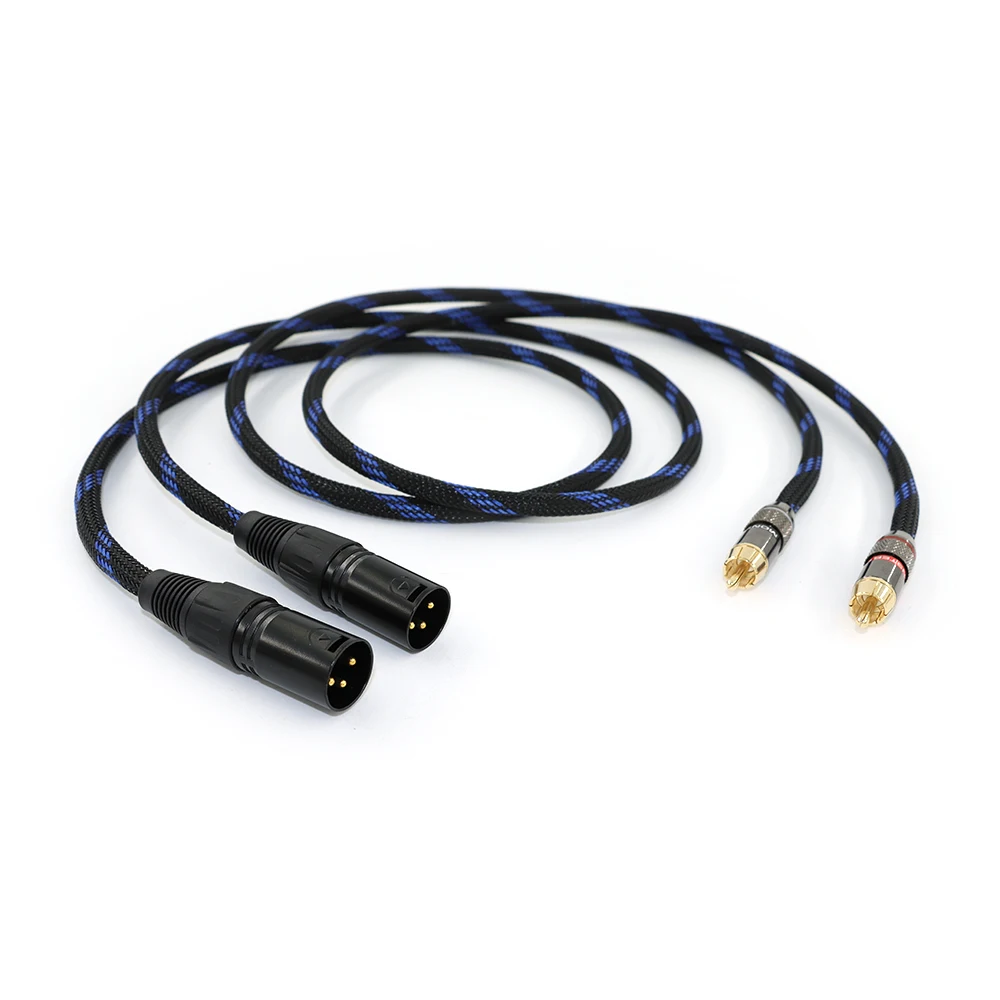 محول XLR-RCA من فئة البث - مطلي بالذهب المزدوج مع درع EMI ثلاثي (مزامنة الصوت الاحترافية) ​