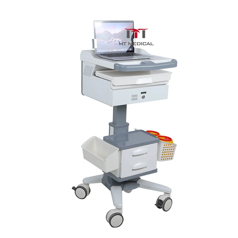 MT Medical Hot Sale Medical Laptop Trolley Crash Cart In Hospital With Defibrillator ISO