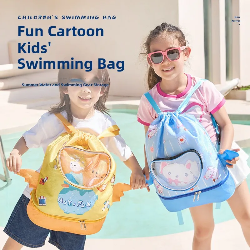 

Large Capaci Children's Swimming Bag Portable Beach oulder Bag Waterproof Wet And Dry Separation Cute Cartoon Storage Bag