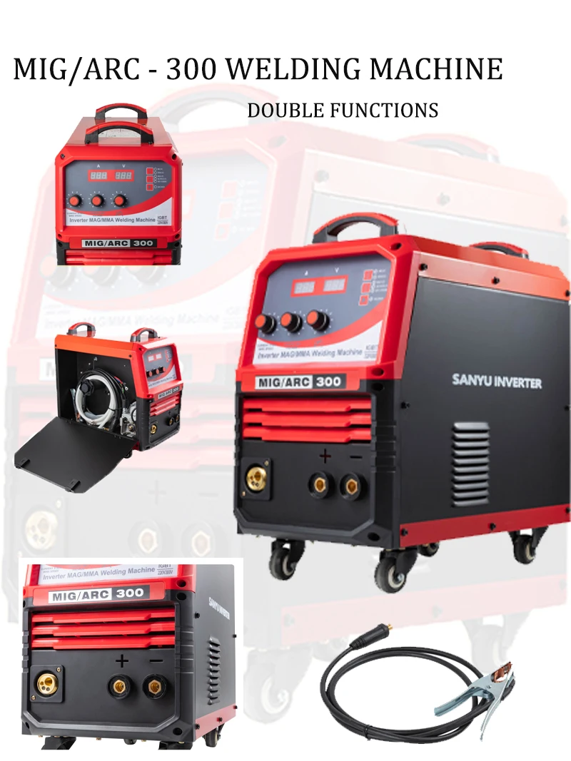 Dual voltage 220V 380V MIG-300 welding machine MIG/ARC 50-280A mig welders