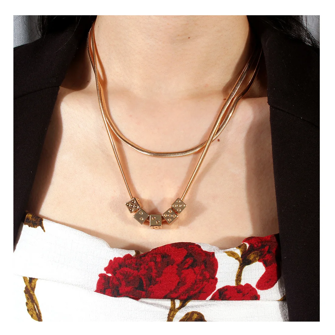 DIY accessories Ins dice chain multi-layer necklace female chain necklace collarbone chain choker 20930