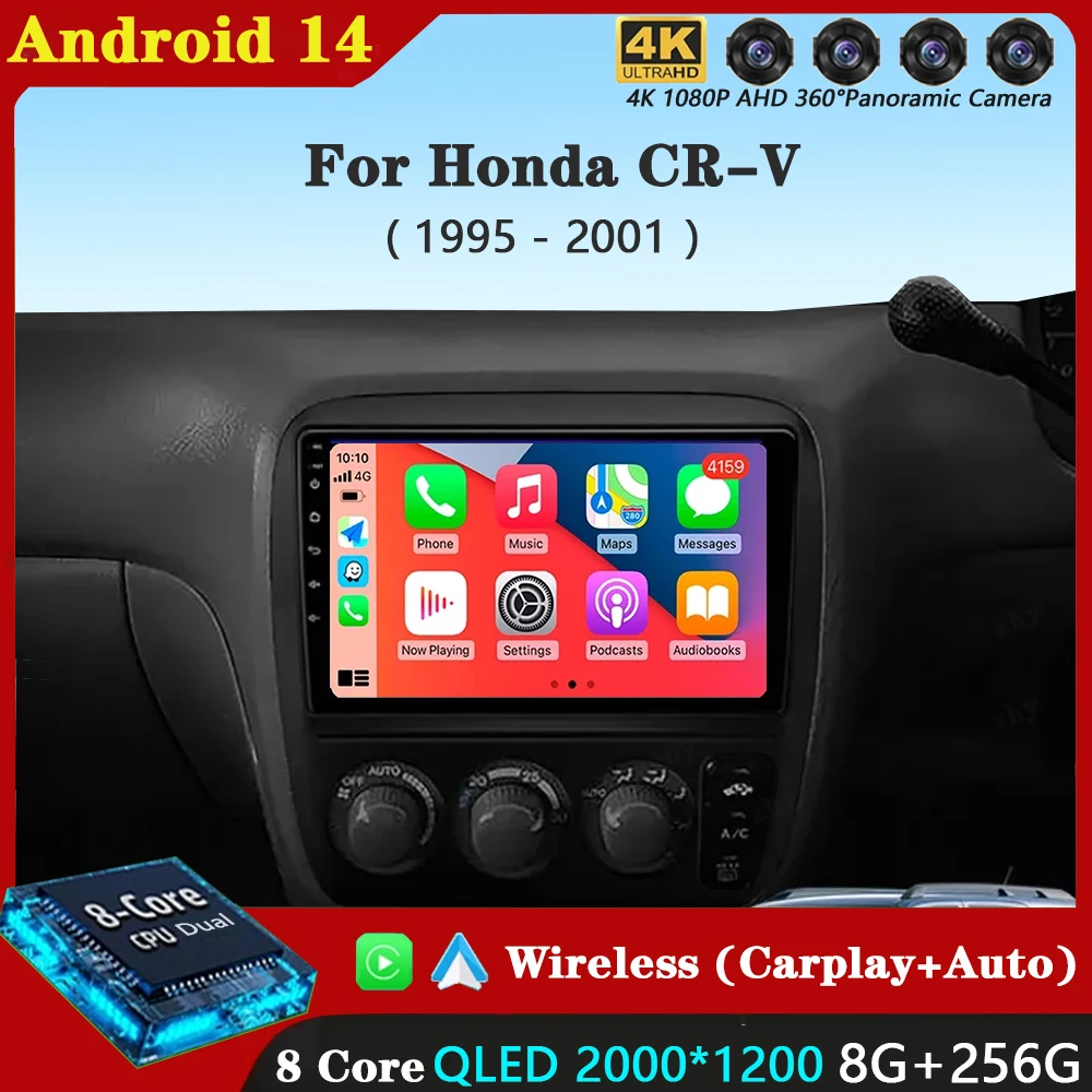 

Android 14 Carplay Auto For Honda CR-V CRV 1995 - 2001 Car Radio Multimedia Video Player Navigation GPS No 2Din 2 Din DVD DSP