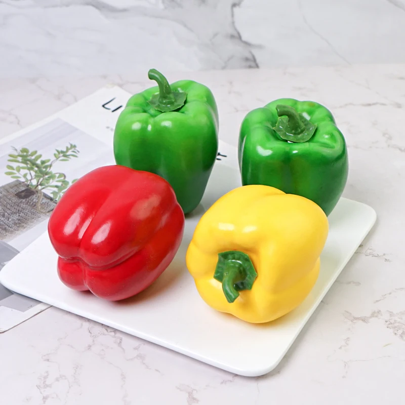 Artificial Simulation Food Vegetables Fake Chili Bell Pepper Photography Props Decoration Room Home Christmas Wall Decor 3pc/lot