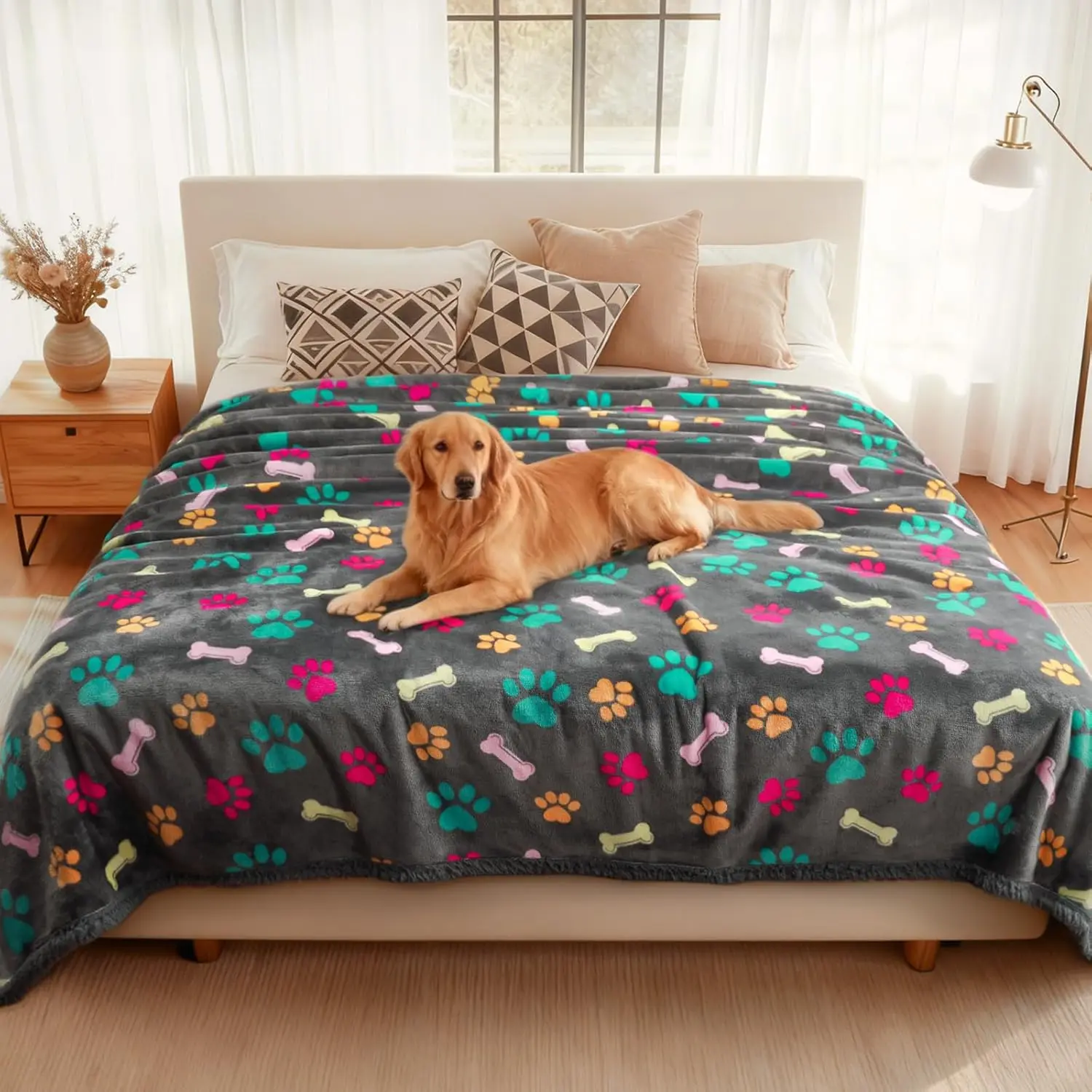 

Waterproof Pet Blanket for Couch Sofa Bed Cover - Liquid Pee Proof, Washable, Soft Fluffy, Reversible, X-Large (85"x57")