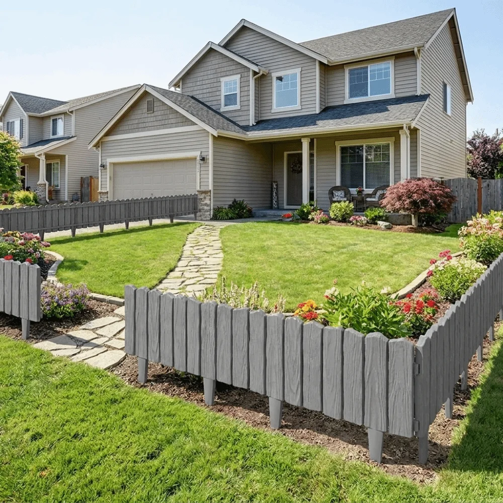 3pcs Plastic Material Garden Edging Border Interlocking Design Weather-Resistant Landscape Barrier Lightweight