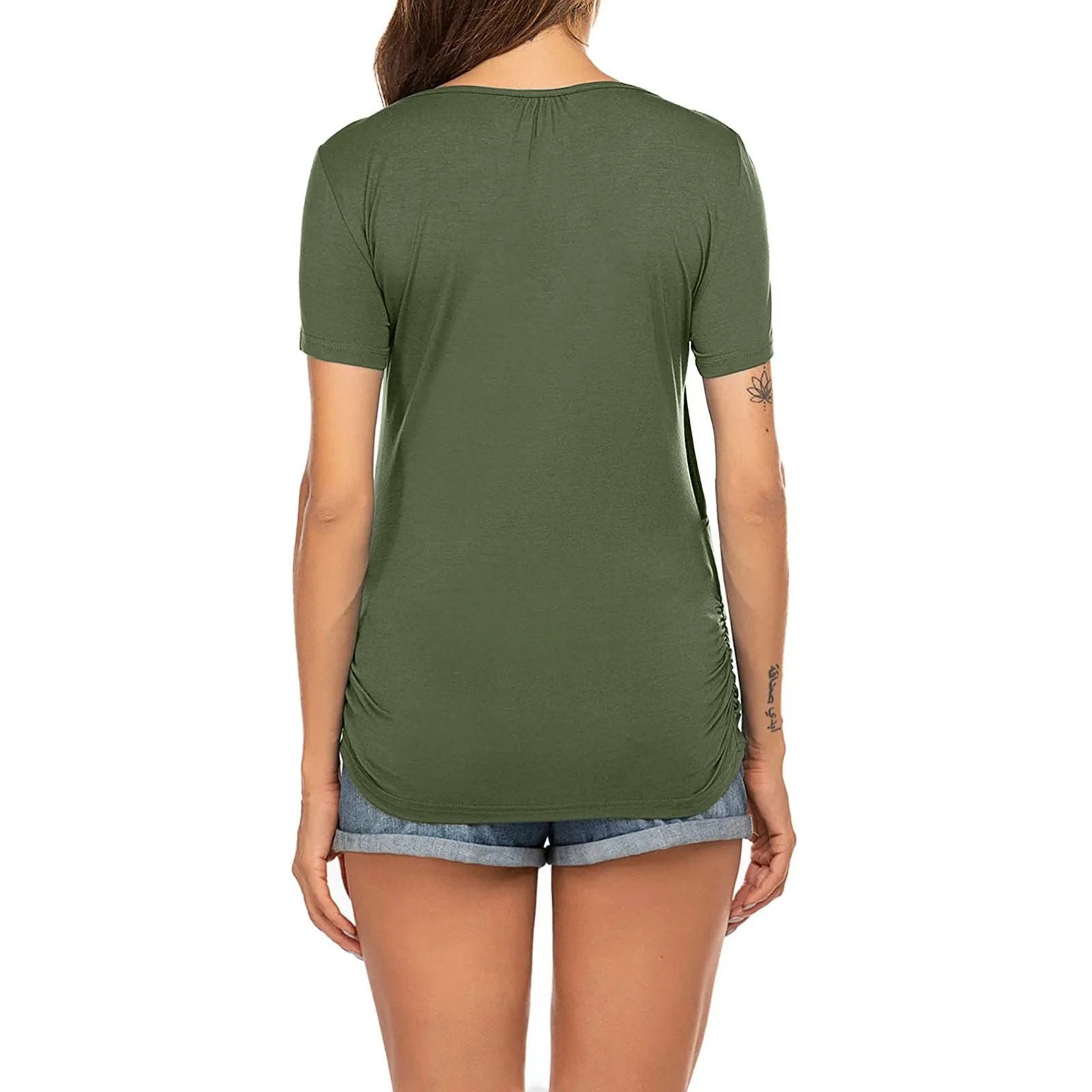 Frauen Schwangere Mutterschaft Kleidung Stillen Tops Stillen T-shirt Schwangerschaft Mutterschaft Tops T-shirts Soild Farbe Sommer Hemd – Detail 14