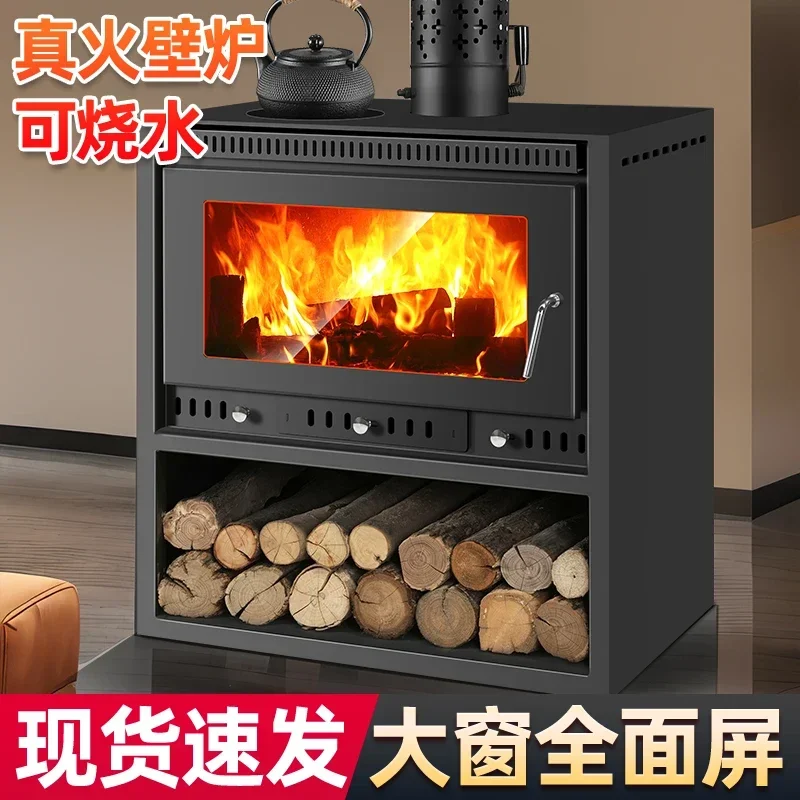 Real fire fireplace Firewood European style villa indoor firewood firewood stove household heating stove oven rural heating