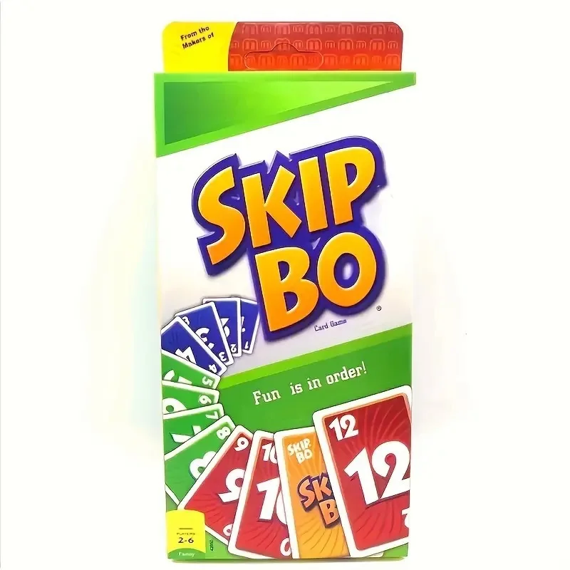 Mattel Games UNO SKIP BO Card Game for Family Night Featuring Tv Show Themed Graphics and a Special Rule for 2-10 Players