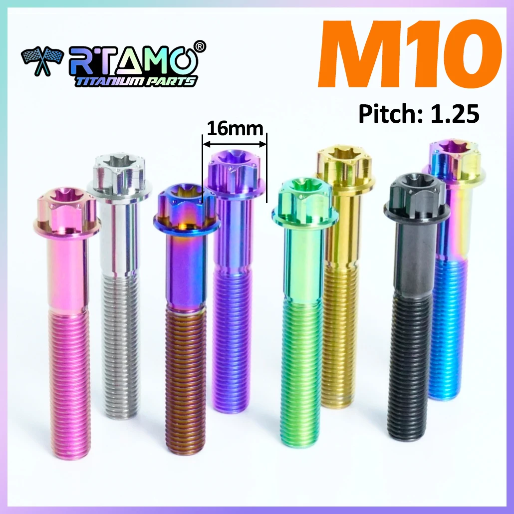 RTAMO Gr5 Titanium Bolt M10X20/25/30/35/40/45/50/55/60/65/70/75/80/85/90/100/110/120 1.25Pitch Bike Motorcycle Modified Screw