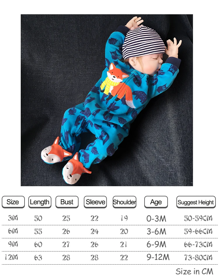 2024 Baby Winter Pajamas Zipper Fleece Rompers Newborn Girls Warm Coveralls Boys Outfits Fox Infants Clothes Jumpsuit