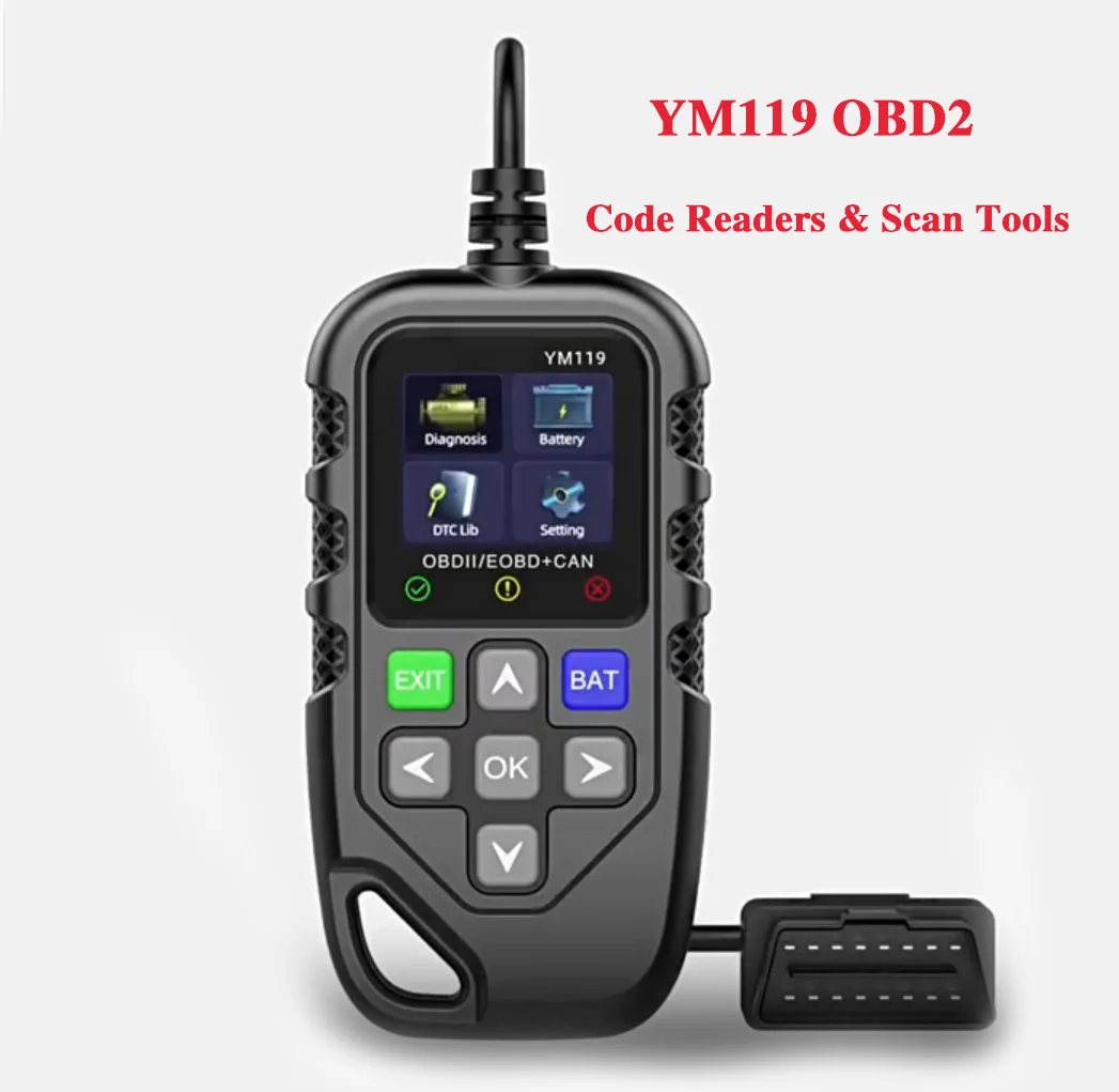 

YM119 Автомобильный диагностический инструмент OBD2 считыватель кодов OBDII сканер для всех автомобилей многоязычное считывание информации транспортного средства TooL