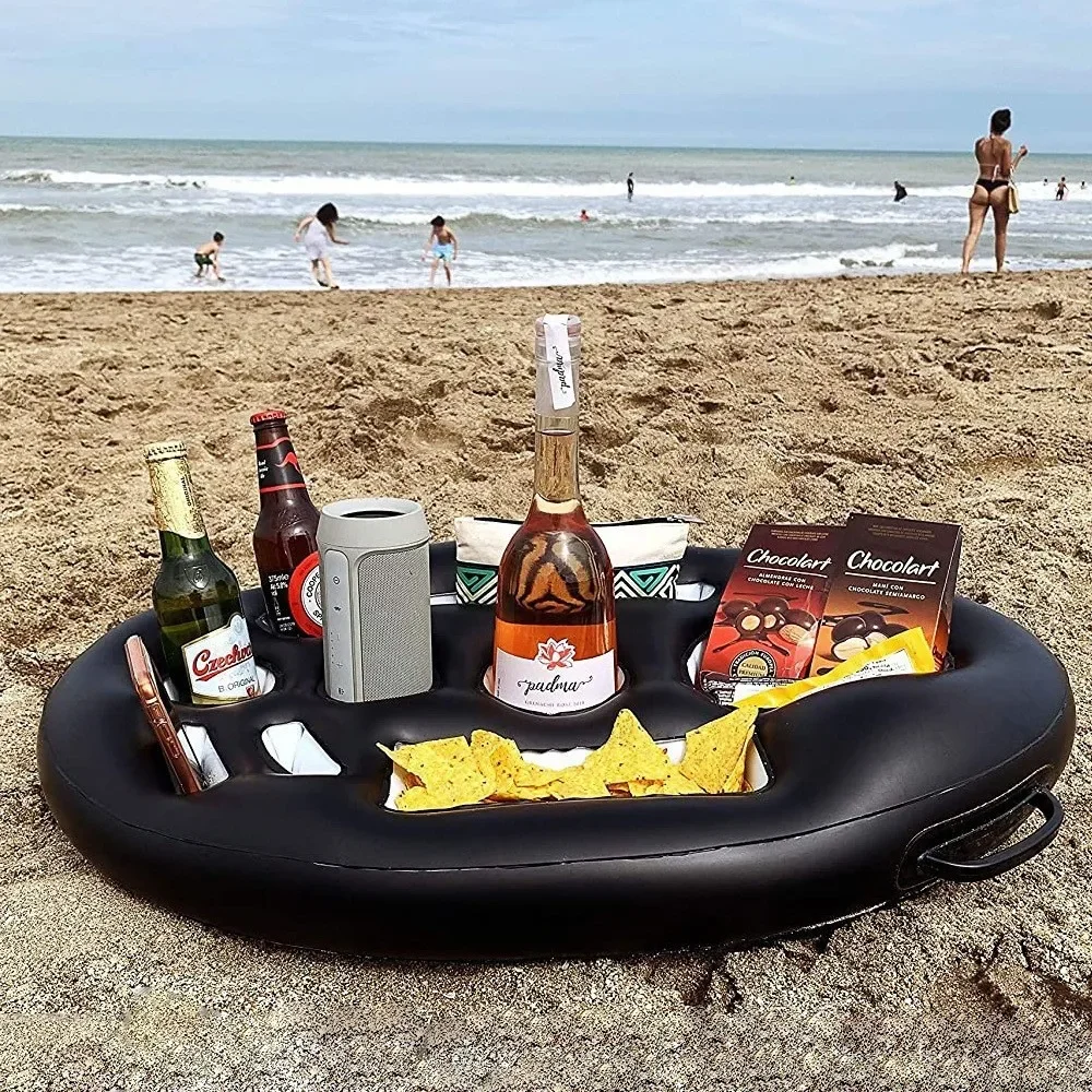 Summer Inflatable Float Beer Drinking Cooler Table Water Play Float Beer Tray Party Bucket Cup Holder for Swimming Pool Party