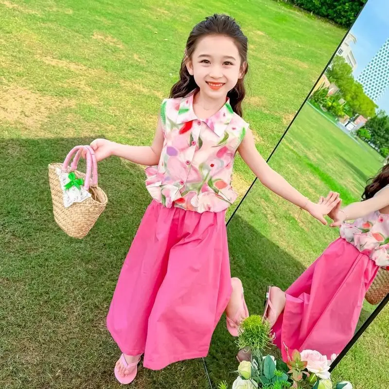 

Baby Girls Clothes Girls Summer Fashion Teen Kids Girls Clothes Girl Clothes Set Summer Suspender Vest + Short Pants 3 PCS 2-10T