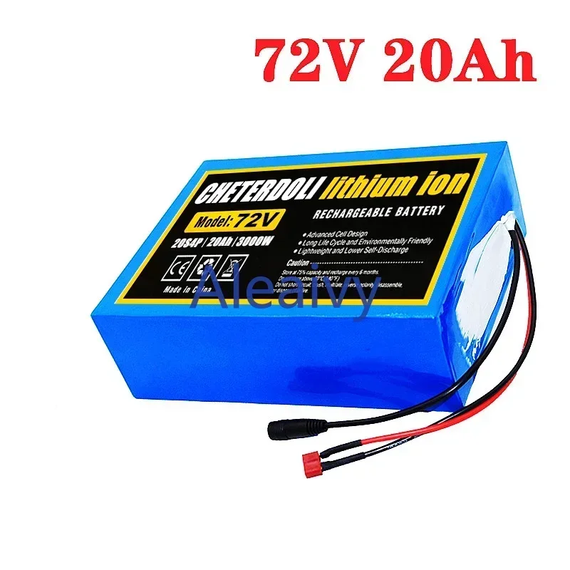 

New 72V 20Ah 30Ah 21700 Lithium Battery Pack 20S 84V Electric Bicycle Scooter Motorcycle BMS 3000W High Power Battery + Charger