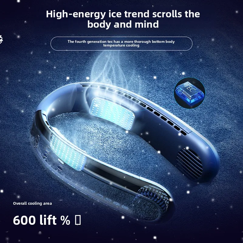 Nuova ventola sospesa al collo con raffreddamento a semiconduttore, mini piccola ventola per persone pigre, ventilatore elettrico esterno con ricarica USB