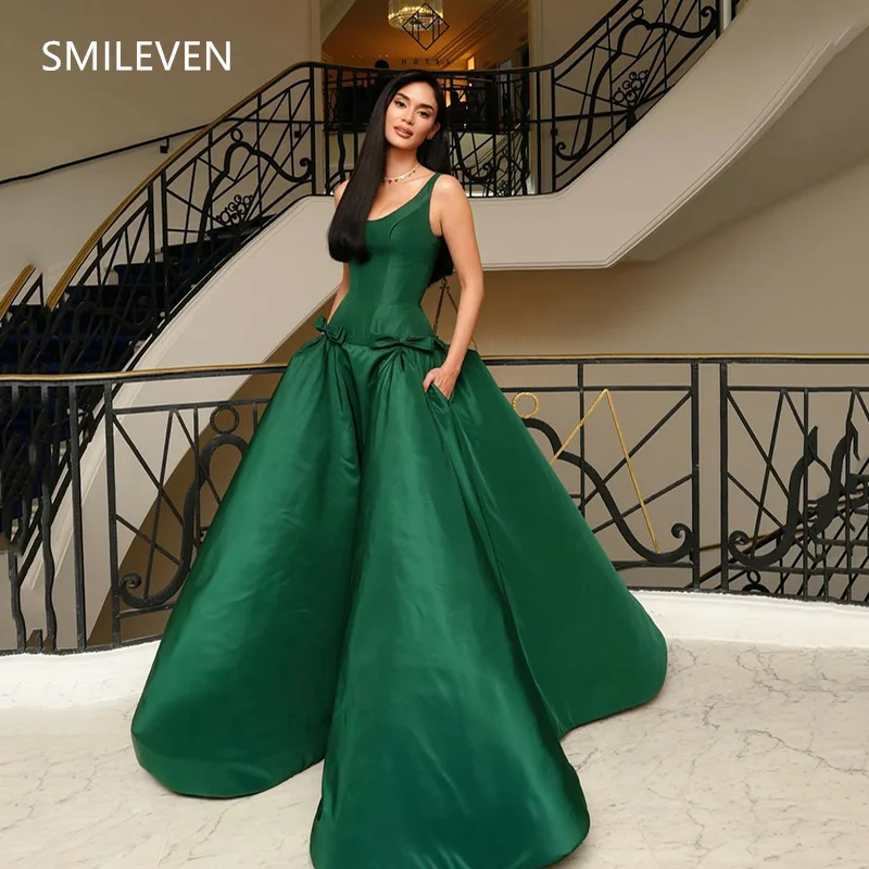 

Smileven Green A-line Princess Bow Applique Spaghetti Prom Dress Luxury Evening Sleeveless Party Dresses Customized Gift 2025