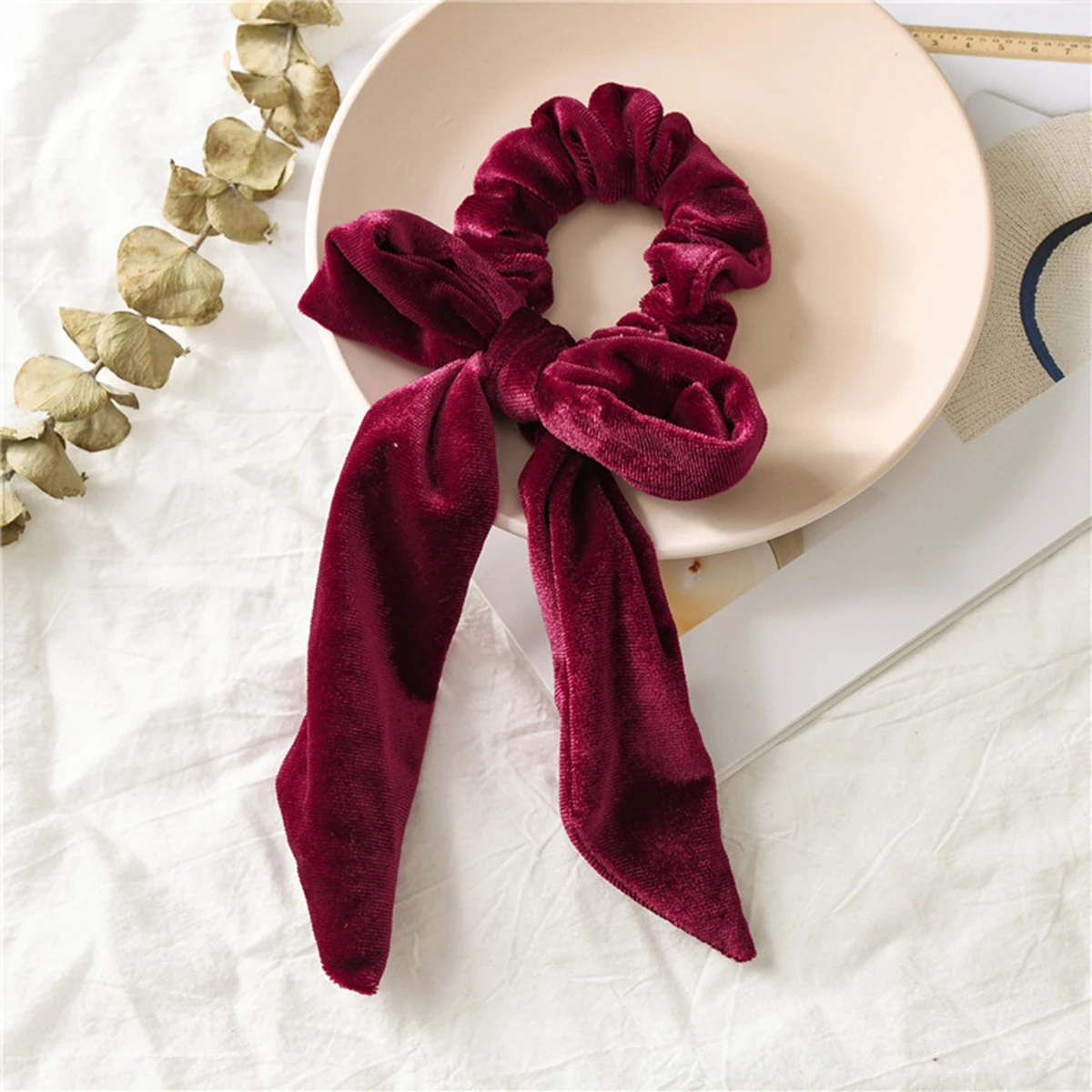 Samt-Haarbänder, Haargummis, Elastische Scrunchies, Samt-Schmetterling-Haaraccessoires – Detail 6